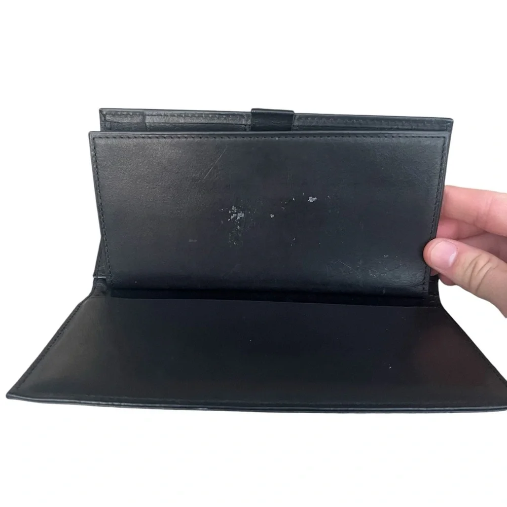 Vintage Coach Water Buffalo Combination Wallet Checkbook Black Leather 4859 Used